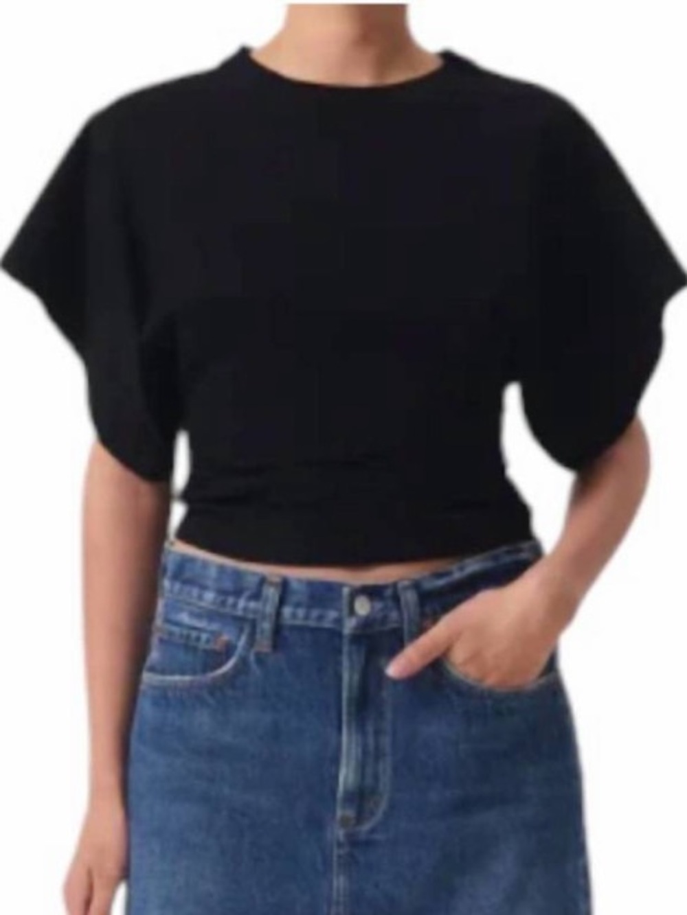 Agolde Black Britt Top Tapered Short Sleeve Tee